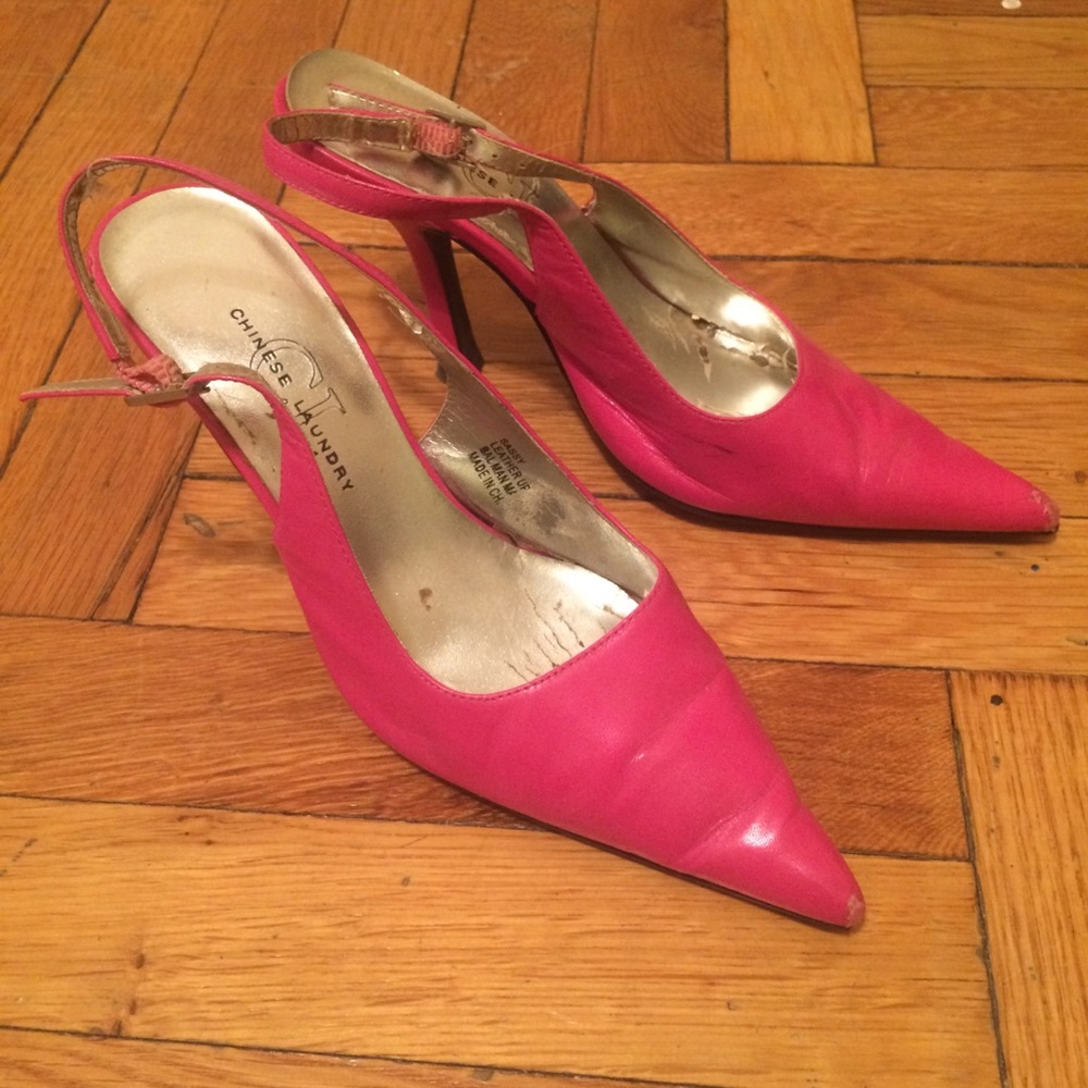Fuchsia sling back stilettos Chinese Laundry sz 6
